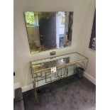 Metal framed glass topped dressing table & mirror
