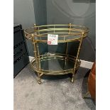 2-tier metal framed table and wall mounted mirror