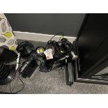 Assorted hotel appliances, including hotel safe