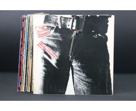 Vinyl - 19 Rolling Stones LPs &amp; 1 12" to include Sticky Fingers (working zipper), Let It Bleed (boxed Decca stereo, with 