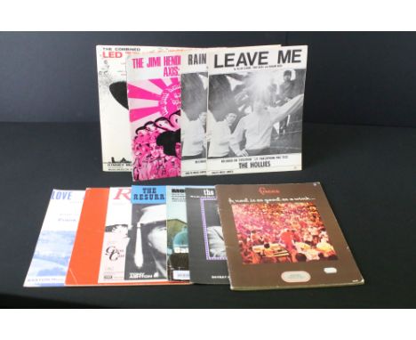 Memorabilia - 13 Sheet Music / Sheet Music Books to include Jimi Hendrix 1968, Led Zeppelin 1969, The Hollies x 5, Faces 1972