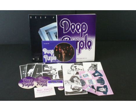Memorabilia - Collection of Deep Purple fan club items from 1982 to include poster, membership card, 2 stickers, 10 black &am