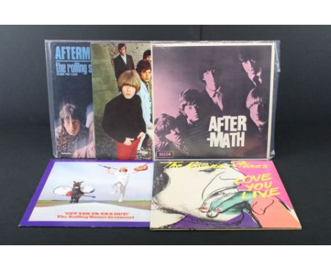 Vinyl - 5 Rolling Stones albums to include: Aftermath (UK stereo boxed Decca) EX, Big Hits (High Tide And Green Grass) (EU 20