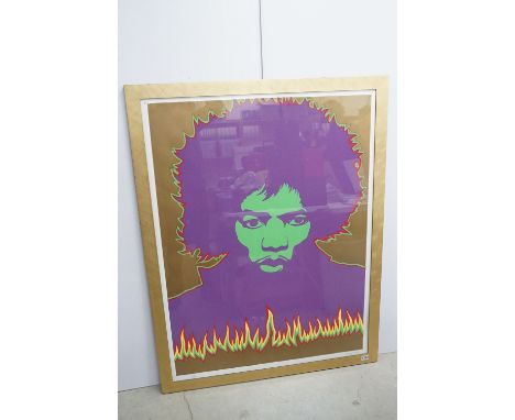 Memorabilia - Framed &amp; glazed Jimi Hendrix limited edition silk screen print by Larry Smart. Numbered 28/200 and signed b