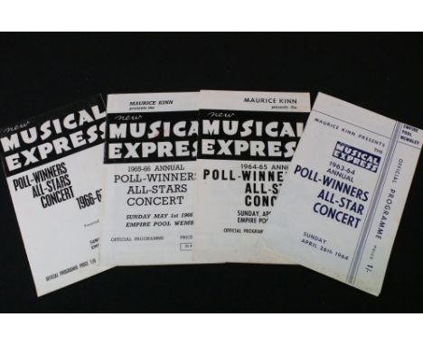 Memorabilia - 4 New Musical Express Poll Winners Programmes to include 1963-64 (featuring The Beatles, The Rolling Stones and