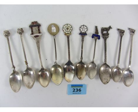 Ayshire Cow Society and other hallmarked silver and enamel spoons approx 4.5oz
