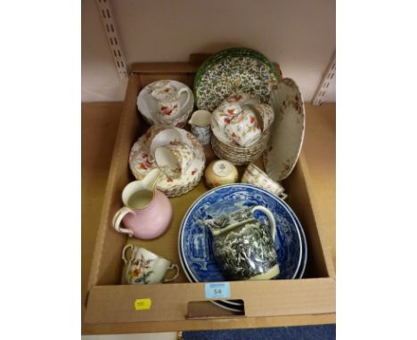 Aynsley tea service, Royal Worcester vase H7cm, two Spode Italian blue and white bowls, jug with transfer printed decoration 