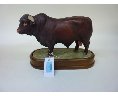 Royal Worcester limited edition 'Santa Gertrudis Bull' modelled by Doris Lindner for Neiman Markus 1961 no. 68 L26cm on woode