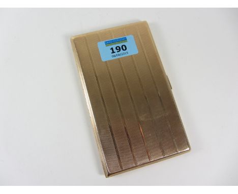 Gold engine turned cigarette case hallmarked 9ct stamped GEG approx 200gm