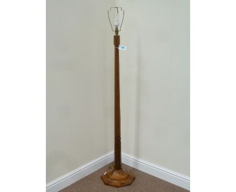 Yorkshire oak 'Mouseman' standard lamp by Robert Thompson of Kilburn, H140cm Condition Report Treated woodworm in base - see 