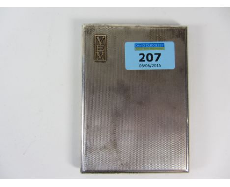 Engine turned cigarette case, sliding catch by Asprey London 1931 approx 5.9oz
