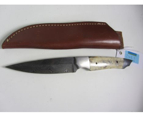 Damascus blade hunting knife signed J E Darby