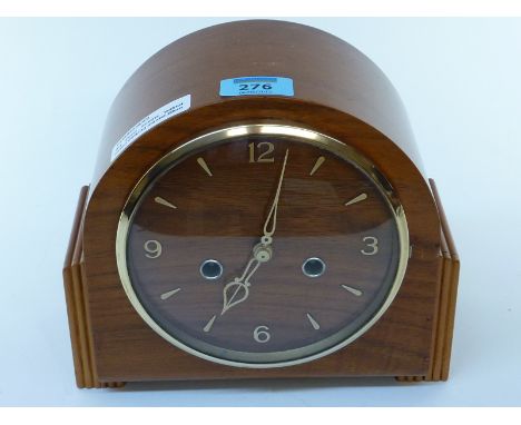 Art Deco Smiths walnut cased striking mantel 20cm