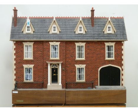 Craftsman made Dolls house - scale model of a late Regency red brick terrace property, fully fitted interior including firepl