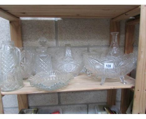 A shelf of glass ware.