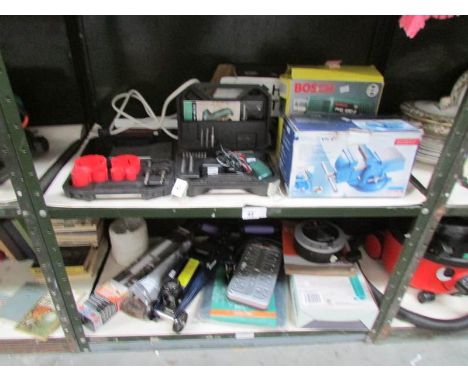 2 shelves of assorted tools etc.,