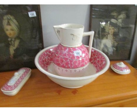 A 4 piece jug and basin set (1 piece a/f).