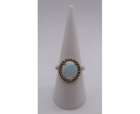 Silver gold overlay opal ring - Size M½ 