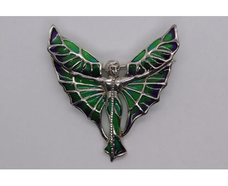 Silver &amp; enamel Christmas fairy brooch 