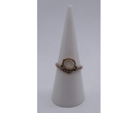 9ct gold diamond ring (1 stone missing) size M 1/2 