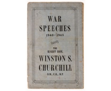 NO RESERVE Churchill (Sir Winston Spencer) The War Speeches 1940-1945, first edition, very lightly spotted, original wrappers