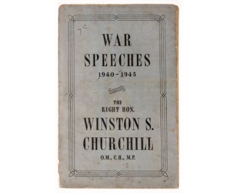 NO RESERVE Churchill (Sir Winston Spencer) The War Speeches 1940-1945, first edition, very lightly spotted, original wrappers