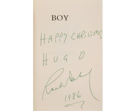 Dahl (Roald) Boy, first edition, second printing, signed presentation inscription from the author to half-title (straying sli