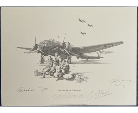 Nicolas Trudgian Black and White 17x12 inch multi signed  Print Titled New Arrivals At Scampton. 104/140. Signatures in penci
