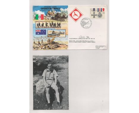 WW2. Field Marshal Lord Carver GCB CBE DSO MC Signed Western Desert Operation Compass FDC. British Stamp with 9th Dec 90 Post