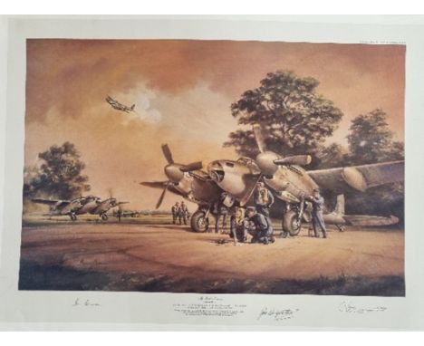 WW2 Colour Print Titled The Berlin Express by Stuart Brown. Signed by The Artist and signed by Joe Singleton, Ivor Broom. Lim