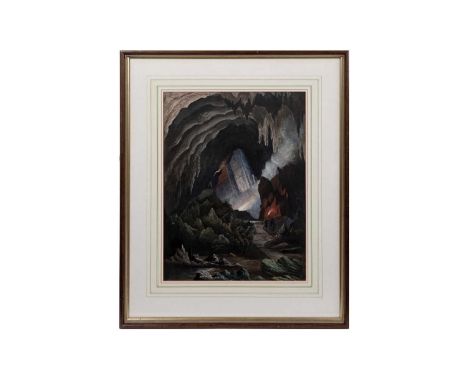 Baden Henry Baden-Powell CIE FRSE(1841-1901)"View of the Blue Fire in the Great Cave near Moulmein in Burma",watercolour,attr