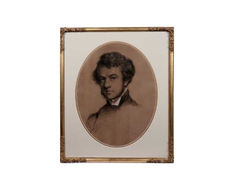 19th Century British SchoolPortrait of a young man,indistinctly signed,charcoal and chalk on paper,56 x 42cms, in frame.