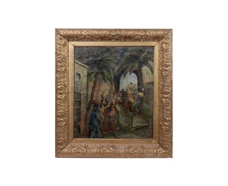 20th Century Polish School "Jerozolima, Brama Dawida" (David's Gate or Zion Gate),indistinctively signed,oil on paper,51 x 44