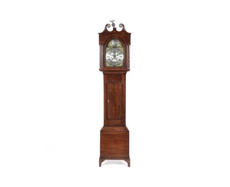 Dollis Rollinson, Halton: A mid-18th Century mahogany 8-day longcase clock, the arched brass dial with a silvered Roman and A