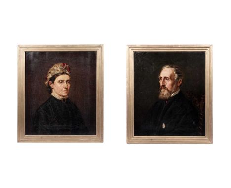Ralph Hedley RBA(1848-1913)Portrait pair depicting Mr and Mrs Turnbull,signed and dated [18]81 and [18]82, further titled and