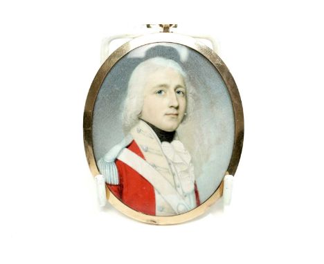 Attributed to Charles Robertson (c. 1760-1821) Portrait miniature of a British Infantry Officer, with powdered hair, watercol