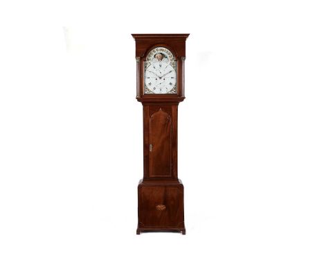 John Scott, Newcastle: An early-19th Century mahogany 8-day longcase clock, the arched painted dial having Roman and Arabic n