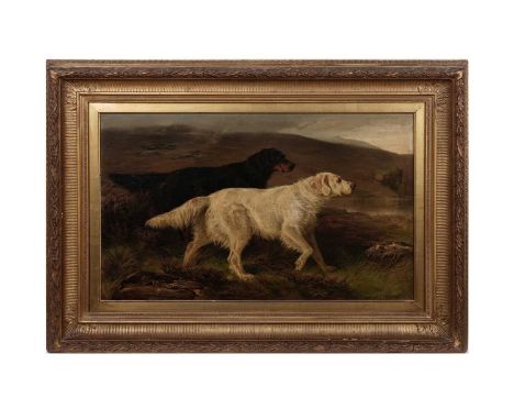 Edward R. Breach(fl.1868-1886)Two Hounds in a Highland Landscape,signed and dated 1881,oil on canvas,42 x 69.5cms, in frame.