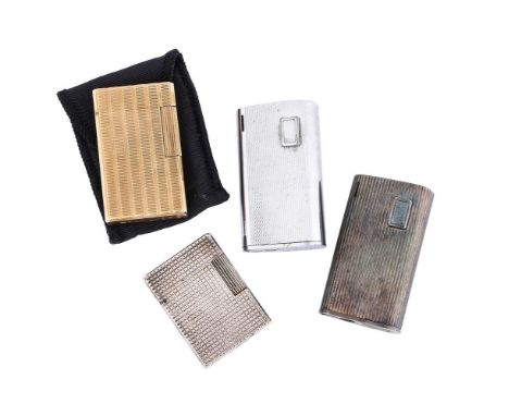
	
		S. T. DUPONT, TWO LIGHTERS, AND TWO FURTHER RONSON LIGHTERS 
		S. T. Dupont: The first with a gilt metal engine turned r