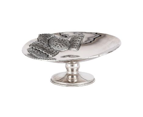
	
		A TURKISH SILVER COLOURED BISCUIT TAZZA
		MELDA, STAMPED SPEDAL 900, LATE 20TH CENTURY
		Embossed with six biscuits and 