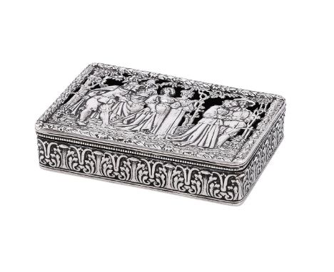 A GERMAN SILVER RECTANGULAR BOX B. NERESHEIMER &amp; SOHNE, HANAU, SPONSOR'S MARK FOR BERTHOLD MULLER, IMPORT MARK FOR CHESTE