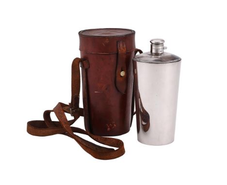 
	
		AN ELECTRO-PLATED HUNTING STIRRUP FLASK
		JAMES DIXON &amp; SONS, SHEFFIELD
		With a hinged bayonet domed cover to the g