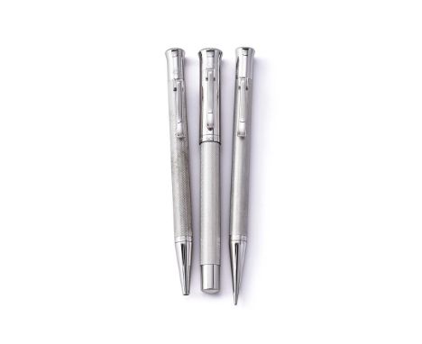 
	
		GRAF VON FABER CASTELL, GUILLOCHE THREE PEN SET
		Cap and Barrel: The wheat motif engine turned caps and barrels with si