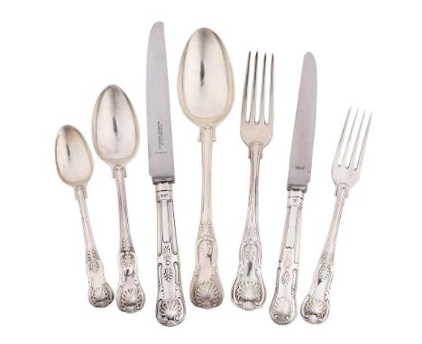
	
		A MATCHED SILVER KING&#39;S PATTERN TABLE SERVICE
		WILLIAM EATON, LONDON 1831 AND 1841
		Comprising:
		
		Six table for