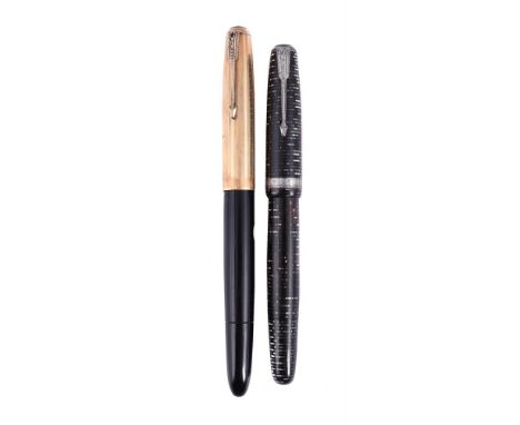 
	
		PARKER, VACUMATIC BLUE DIAMOND, A SILVER PEARL FOUNTAIN PEN
		CIRCA 1939
		Cap and Barrel: Silver pearl cap and barrel, 