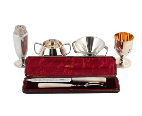 
	
		Y&nbspA COLLECTION OF SILVER ITEMS
		To include: a castor by Henry Clifford Davis, Birmingham 1963, the pierced cover en