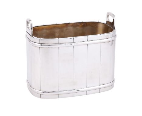 
	
		AN ITALIAN SILVER COLOURED OBLONG WINE BOTTLE COOLER
		CESA 1882, ALESSANDRIA POST 1968 .800 STANDARD
		With twin loop h