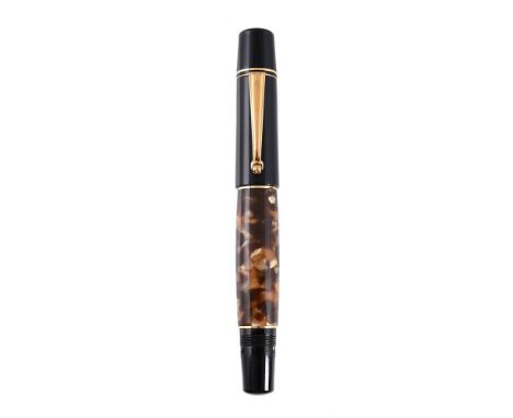 
	
		DELTA, PARTHENOPE, OLD NAPOLI 
		A RESIN FOUNTAIN PEN
		Cap and Barrel: The black resin cap and pearlescent brown resin 