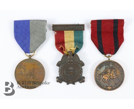 Three military medals, including Indian Wars with United States Army for Service to verso; copper United States Marine Corps 