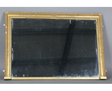 A 19th century giltwood and gesso overmantel mirror with a beaded frame and Vauxhall type glass, 79cm x 113cm. Provenance: th